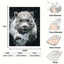 1 chiếc chăn vải nỉ mềm họa tiết da báo, dệt Dream, hình chữ nhật, thoải mái cho mọi mùa, phòng khách và phòng ngủ, vật dụng thiết yếu trong gia đình cho nhiều hoàn cảnh, nhiều kích cỡ - màu đen - Xem 2