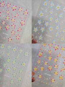 Miếng dán móng nghệ thuật hình hoa nổi 1 tờ 5D tự dán hình hoa trang trí móng tay thanh lịch màu xanh lá cây tím hồng vật dụng thiết kế móng tay hình hoa loa kèn trang trí móng tay cho phụ nữ cô gái tự làm móng tay 1 chiếc - Nhiều màu - Xem 6