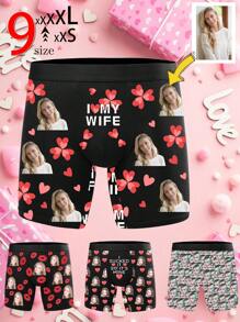 Custom Men Boxer Briefs Personalized Underwear With Photo Picture Customized Girlfriend's Face Boxers,Valentine's Day Gifts ,1pc - Black - View 2