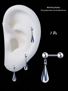 1Pc Not Allergic Silvery Stainless Steel Drop Pendant Earring Dopamine Barbell Earrings Helix Piercing Ear Bone Nail