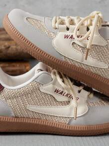 SHIHUA Women's Casual Sneakers, 2025 Spring Autumn New Patchwork Color Block Design Flat Slip-On Shoes, Comfortable Versatile Daily Commuting Simple White Shoes, Student Shoes, Fashionable Low-Top Training Shoes, Retro Gump Shoes - Burgundy - View 7