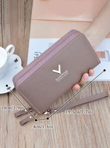 Nuevo monedero de mujer de estilo medium - Bolso de embrague de moda con cremallera doble capa para teléfono móvil - Regalo/presente para mujer - Monedero largo, cartera, monedero de muñeca