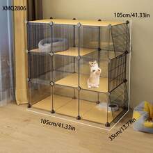 多层猫笼带猫砂盆，大型室内猫屋带攀爬架，猫别墅 - 彩色 - 查看 6