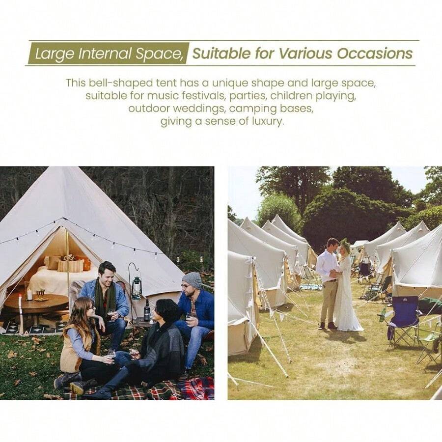 Canvas Tent Bell Tent Yurt With Stove Jack Zipped Removable Floor For