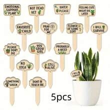 5 tấm biển gỗ thú vị kết hợp nhiều loại cây với nhiều chữ cái khác nhau, phù hợp với cây mọng nước, cây xanh, nhãn cây bằng gỗ chống thấm nước, đồ dùng sân trong nhà và ngoài trời, quà tặng trang trí chậu hoa cây cảnh - Màu gỗ - Xem 8