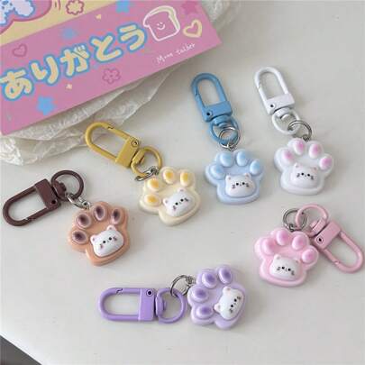 [6pcs/Set] Cute Kitty Paw Keychains, Cartoon Charm For Girl, Cat Backpack Pendant, Girlfriend Best Friend Car Accessories Bag Charm Backpack For School Goth Y2k Christmas Gift Ideas Bag Accessories Lanyards With Id Holder Car Accessories Bag Charms Car Teacher Sister