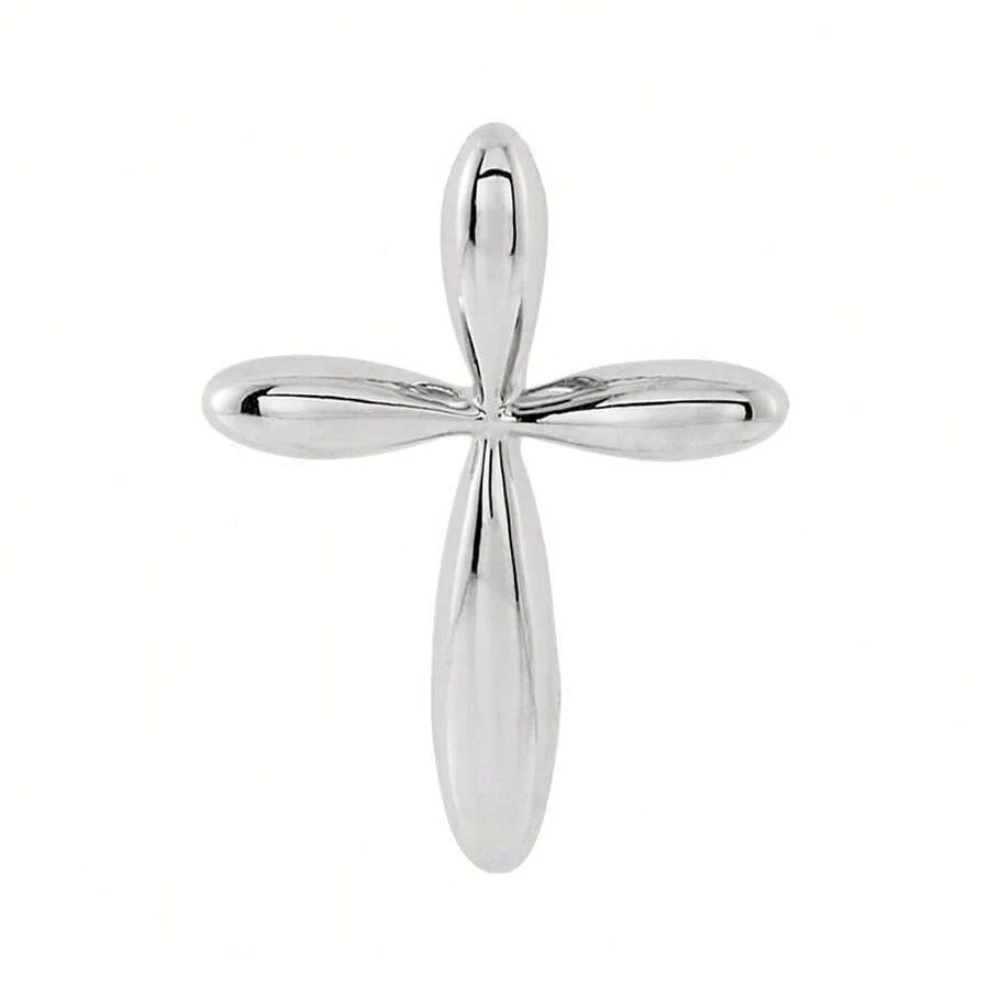 The Black Bow 14k White Gold Rounded Cross Slide Pendant, 11 X 15mm
