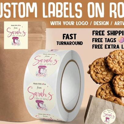 Custom Your Own Stickers And Round Labels As Per Your Design And Logo - Personalize Your Business Roll Stickers, Available In Various Shapes And Sizes, Multi-Functional, Ornamental, Reusable, Ideal Gifts For Him, Ideal Gifts For Her, Boyfriend, Dad, Girlfriend, Mom, Family, Friends, Tea Room, Home, Garden, Office, For Anniversaries, For Valentine's Day, For Mother's Day, For Birthdays, For Father's Day, For Graduation, For Weddings, For Housewarming,Back To School Supplies