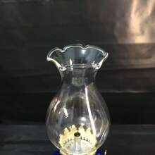 1 Ornament Vintage Glass Oil Lamp Blue Exquisite Engraved Fuel-Burning Lamp Blue Decoration (Excluding Fuel) Best Gifts Decoration, Home Decor, Room Decor