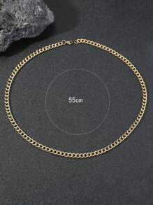 1pc 18K Gold Plated Stainless Steel Twisted Chain Necklace, Simple Design Suitable For Men's Daily Wear, Gift For Boyfriend, Father, Husband, Classmate