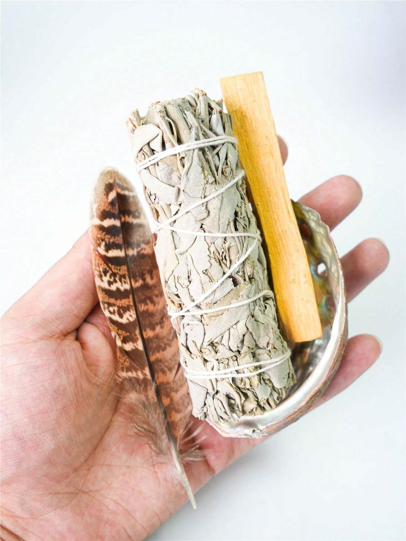 Sage Smudging Kit With Box, White Sage Bundle, Abalone Shell, Palo
