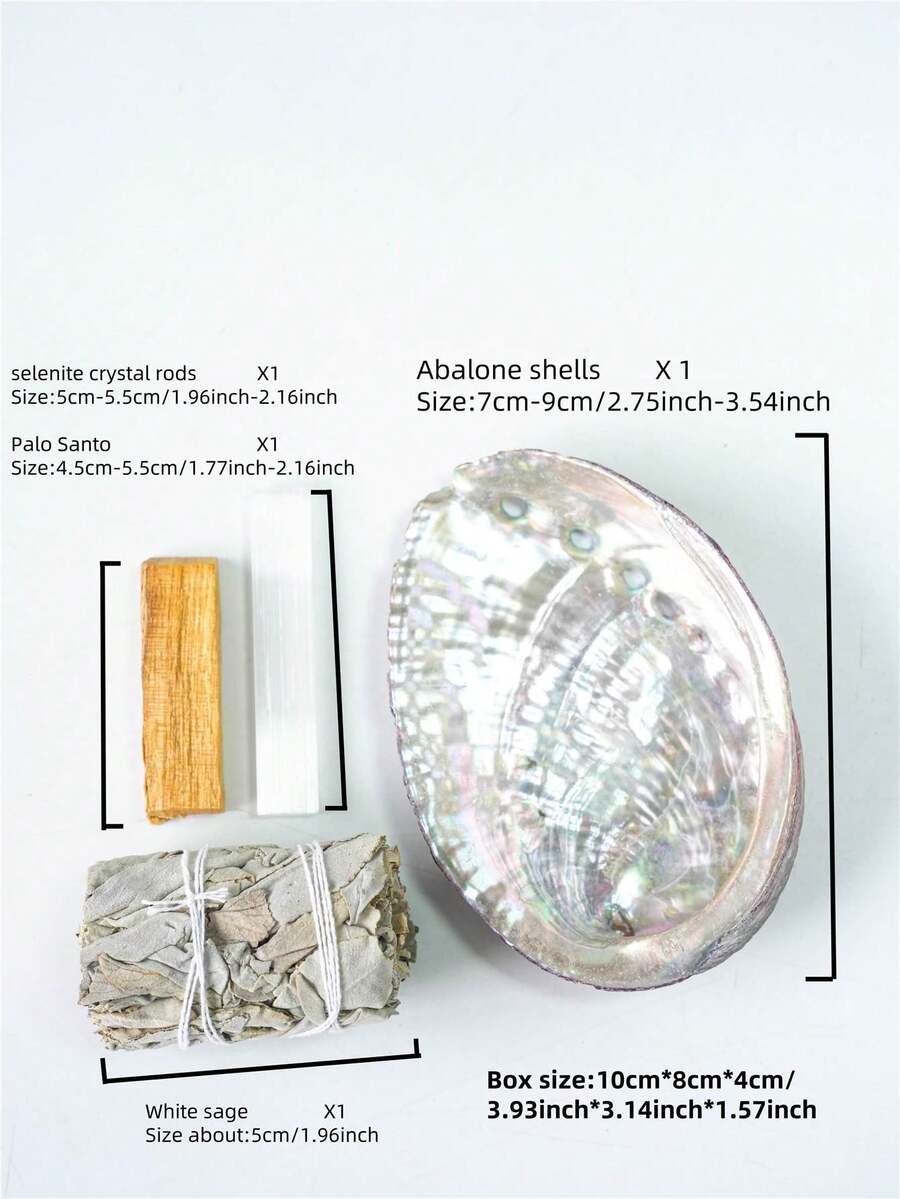 Sage Smudging Kit With Box, White Sage Bundle, Palo Santo,Selenite