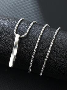 1 件时尚不锈钢条形扭曲装饰吊坠项链，适合男士，适合日常佩戴 - 彩色 - 查看 3