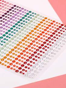 2PCS Mixed 15-Color Multi-Grain Large 3D Rainbow Rhinestone Face Stickers, Women's 3D Facial Decoration Rhinestone Stickers, Holiday Gift, DIY Music Festival Party Makeup Ball Face Decoration Rhinestone Stickers,Halloween Costume - Multicolor - View 5