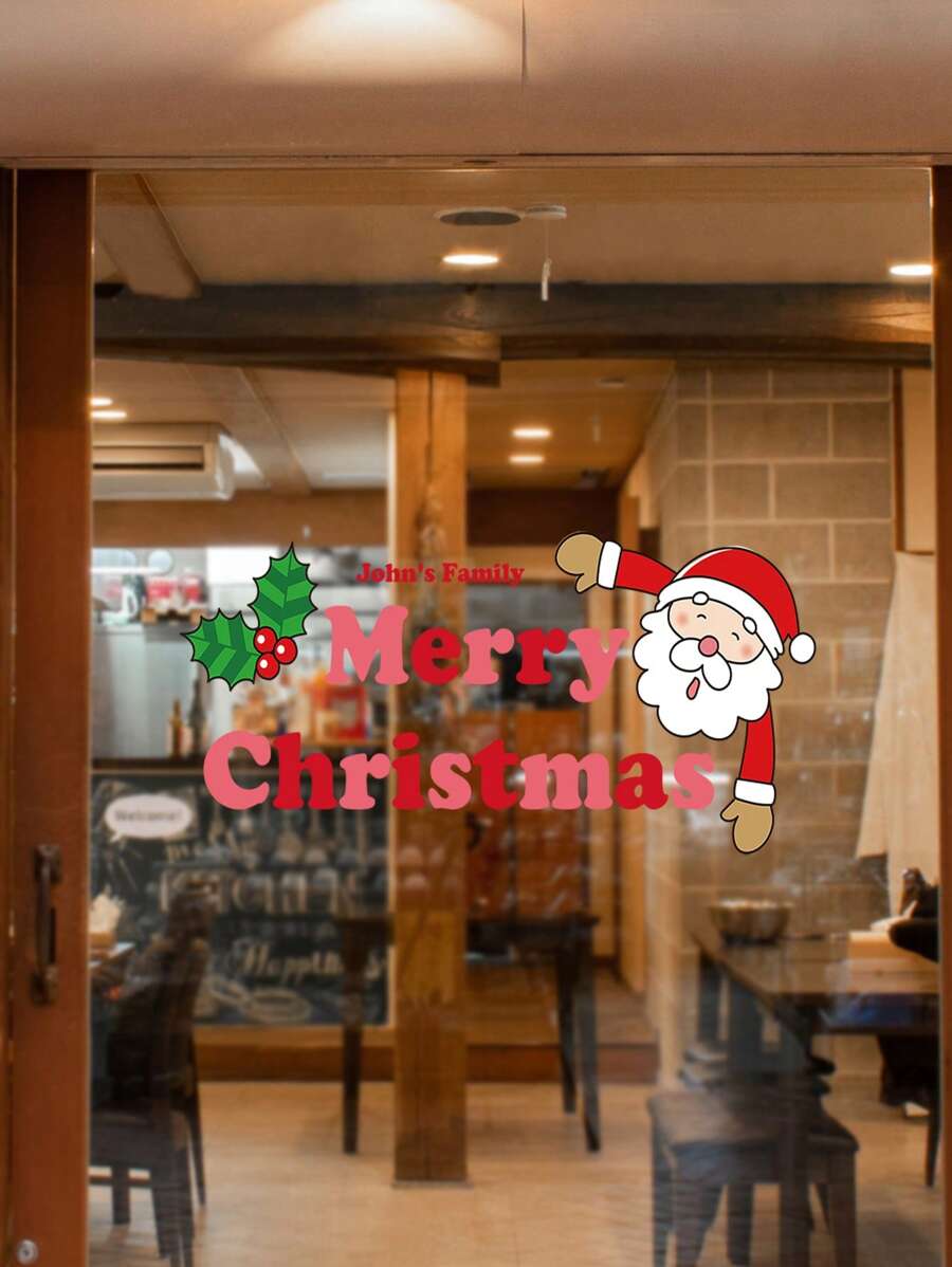 Custom Santa Text GlueFree Window Stickers3 Sizes Personalized Family