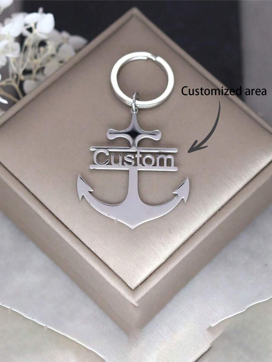 1pc Custom Name Tag Anchor Keychain Personalized Letter Stainless Steel Key Chain Ring Anti-Lost Tag Valentine's Day Mother's Day Father's Day Birthday Gift, Engraved, Stainless, Colorful, Cute, Adorable, Funny, Kawaii, Y2K, Stylish, Unisex, Casual, Custom, Personalized, Unique, Customized, Ideal Gifts For Her, Family, For Anniversaries, For Valentine's Day, For Graduation, For Weddings, For Housewarming, High School Senior High School Students, College Students, University Students, Freshman, Sophomore, Underclassmen
