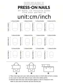 24 件中长款欧式方形粉色和白色条纹美甲贴纸，闪亮粉末贴花，时尚女神美甲，配有 1 个推杆和 1 个果冻凝胶按压指甲