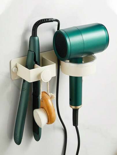 Wall Mounted Hairdryer Holder Stand, No Drilling Required, Bathroom Hair Dryer, Straightener, Curling Iron, Iron Board Storage Rack, Aluminum Space Saver For Salon & Home Use