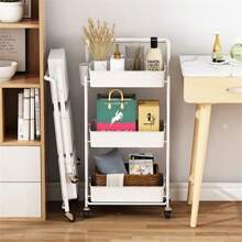 Foldable Kitchen Rack, Multifunctional Storage Rack, Vegetable Basket Organizer, Movable Baby Supplies Shelf, No Installation Required Kitchen Items Kitchen Accessories Kitchen Tools