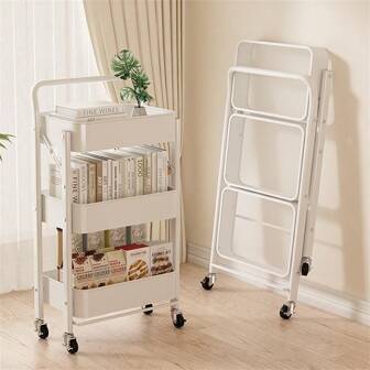Estantería de cocina plegable, estantería de almacenamiento multifuncional, organizador de cesta de verduras, estantería móvil para suministros de bebé, sin necesidad de instalación