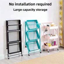Foldable Kitchen Rack, Multifunctional Storage Rack, Vegetable Basket Organizer, Movable Baby Supplies Shelf, No Installation Required Kitchen Items Kitchen Accessories Kitchen Tools
