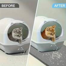 1pc Double Layer Honeycomb Hollow Cat Litter Mat, Smart Cat Litter Box Particle Collecting Mat - Grey - View 5