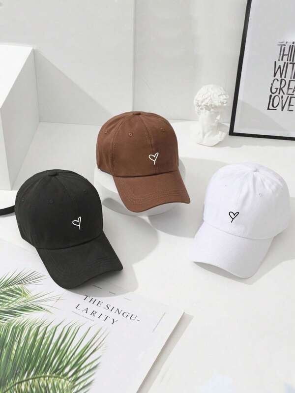Street Fashion Heart Print Adjustable Unisex Baseball Cap, Suitable For Sports Outdoor And Daily Commute