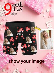 Custom Men Boxer Briefs Personalized Underwear With Photo Picture Customized Girlfriend's Face Boxers,Valentine's Day Gifts ,1pc - Black - View 3