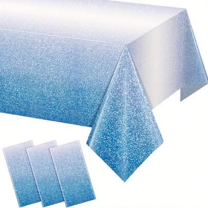 1pc 137*274CM/54*108IN Disposable Tablecloth, Gold Glitter Purple Blue Burgundy Patterned, Suitable For Various Themed Parties And Everyday Use