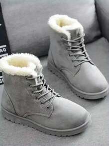 Perfect With Hoodies,LangMoon Snow Boots For Women Flat Heel Booties Ladies Ankle Boots Winter Footwear Boots Women Round Toe - Black - View 4