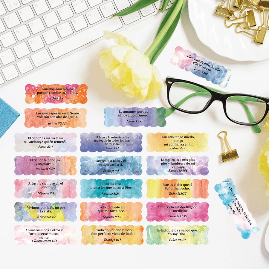 200pcs Spanish Bible Verse Inspirational Stickers, Colorful Religious