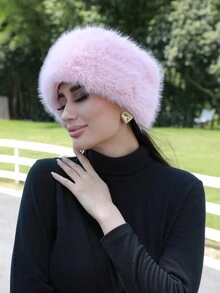 围巾+帽子 女士毛绒渔夫帽 毛茸茸的毛皮渔夫帽 冬季保暖毛绒渔夫帽 蓬松羊羔绒渔夫帽 - 髮帶 - 查看 15