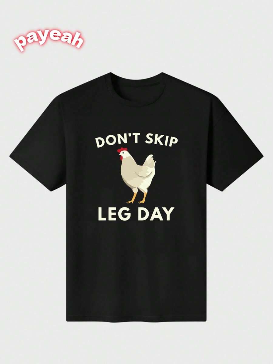 Dont Skip Leg Day Shirt Funny Gym Workout Fitness Casual Digital Print 220g Pure  Heavy 100% Cotton T Shirt - 黑色 - 查看 1