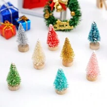 12pcs Mini Green Bottle Brush Trees, Plastic Winter Snow For Christmas Diy Crafts, Tabletop Decoration, Kids' Gift,Christmas - Green - View 13