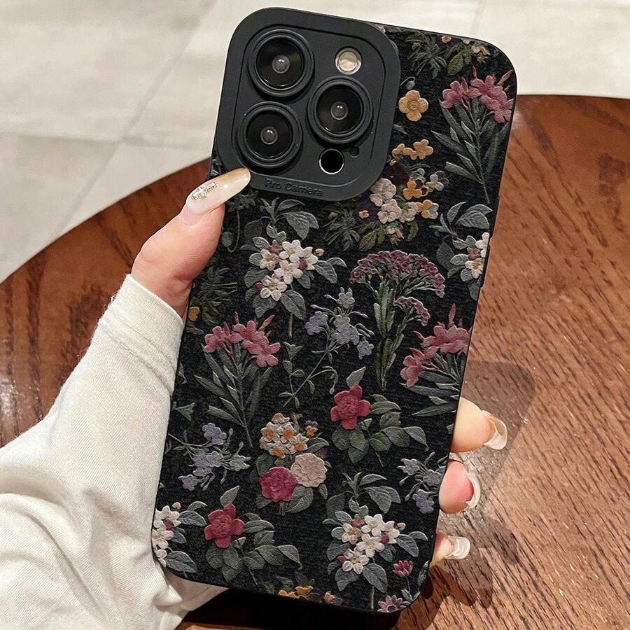 1 Pezzo Custodia per Telefono con Disegno di Fiore Viola Scuro, Compatibile per Iphone 11 12 13 14 Pro Max 15 - Multicolore - Visualizzare 1