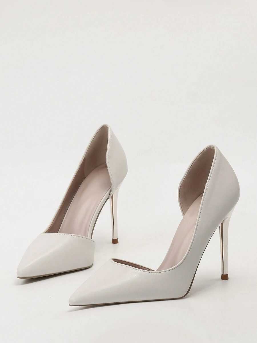 Giày cao gót mũi nhọn gợi cảm, giày cao gót hở mũi, giày cao gót nữ thời trang tối giản mỏng - Xám - Xem 1