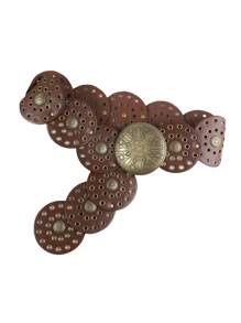 1pc Retro Bohemian Faux Leather Vintage Women Belt, All-Season Cowgirl Western Style Summer, School Fall, Autumn, Halloween - Coffee - View 5