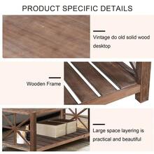 47 Inch Modern Coffee Table With Storage Shelf, Farmhouse Rectangle Living Room Center Table For Small Spaces(Antique Brown)