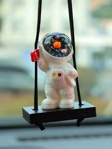 1pc Cute Astronaut Hanging Statue, White Resin Cartoon Swing Decoration, Multifunctional Indoor And Outdoor Hanging Decoration Accessories, Car Rearview Mirror Pendant, Backpack, Keys, Romantic Decoration For Men And Women's Cars, Birthdays, Valentine's Day, Mother's Day, Small Gifts,Home Decor ,Room Decor,Wall Decor Graduation - Multicolor - View 6
