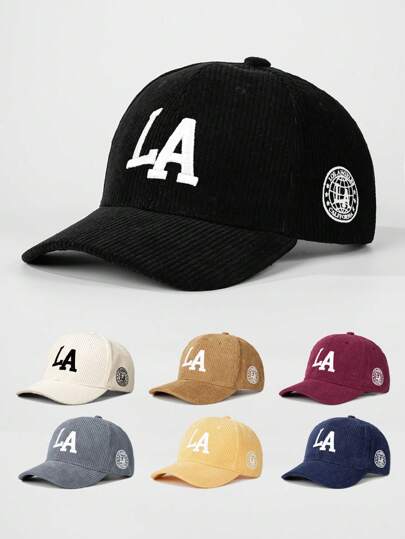 1 件女式 LA 刺绣灯芯绒可调节棒球帽，户外防晒休闲帽，适合春季、秋季、旅行、海滩，适合青年，Y2K 风格