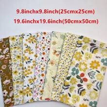 7 Pcs Fabric Floral Pre-Cut Quilt Squares Fat Quarters,Fabric Bundles For Sewing & Quilting