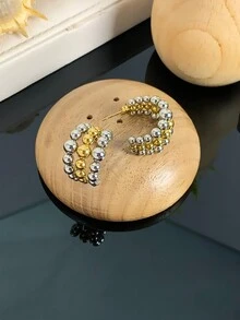 镀金环状耳环系列 - 适合不同场合和风格的时尚镀金耳环，金钛钢，无宝石 - 金黃色 - 查看 17