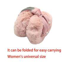 Winter Women's Bow Folding Pearl Plush Warm Earmuffs Outdoor Travel Earmuffs Cycling Ear Warm - Multicolor - View 2