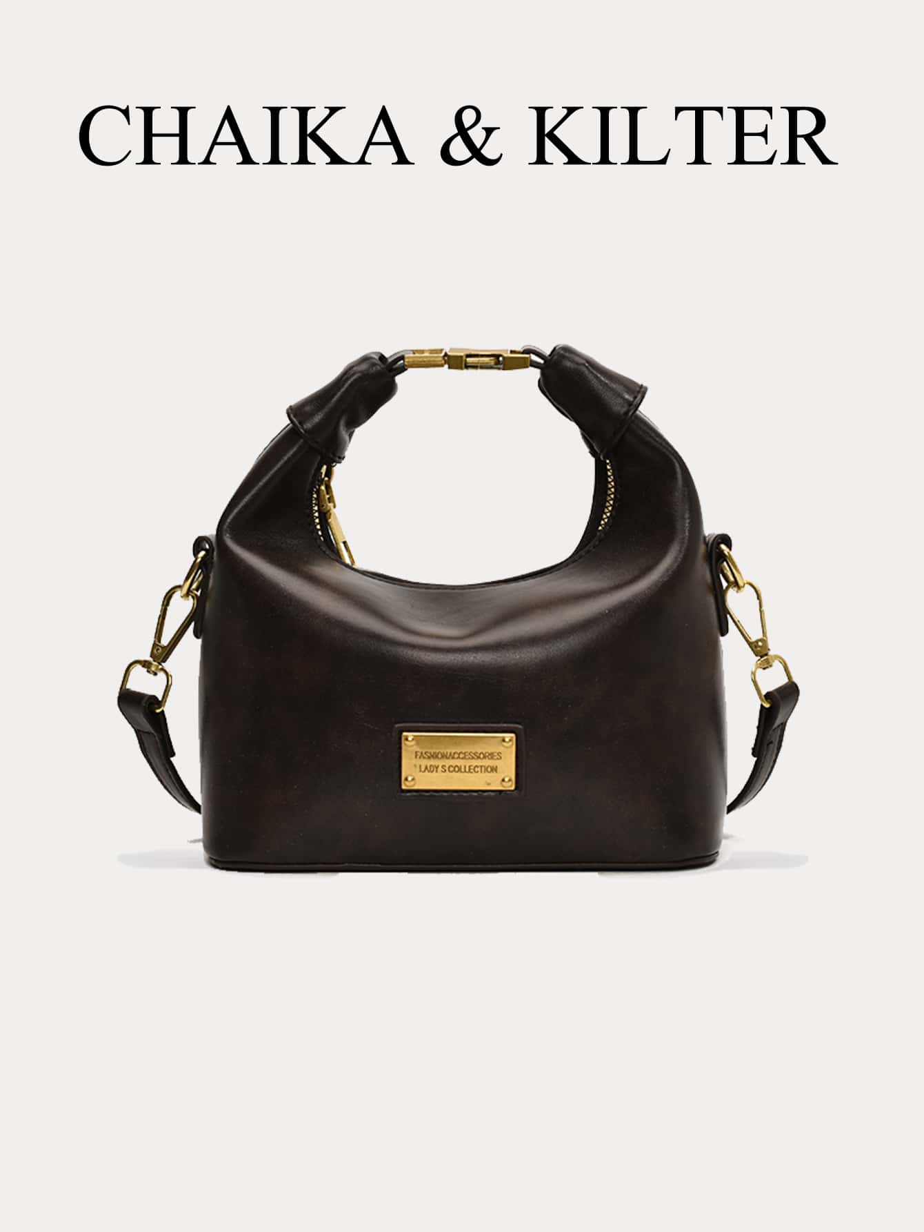 1 chiếc túi xách da PU màu trơn cho nữ, túi đeo vai thời trang cổ điển, túi xô thiết kế dây đeo có thể điều chỉnh có khóa kéo, thích hợp cho việc đi chơi hàng ngày, hẹn hò, đi làm - Cà phê nâu - Xem 1