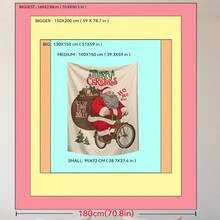 1 tấm thảm treo tường họa tiết ông già Noel và cây thông Noel vui vẻ, đồ trang trí tường bằng polyester cho phòng khách, phòng ngủ, văn phòng, quà tặng Giáng sinh, đồ trang trí Giáng sinh, có 3 đinh và 2 kẹp, đồ trang trí Giáng sinh, thảm treo tường - Nhiều màu - Xem 8