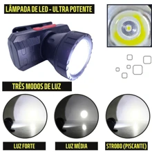 Led Headlamp With Elastic Straps For Fixation Lehmox - Black - View 4