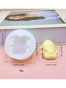 1 pezzo Stampo in silicone mini di anatroccolo e maialino carino, per realizzare statuine di maialini e anatroccoli, per gesso, diffusore di oli essenziali, stampo per candele - Bianco - Visualizzare 2