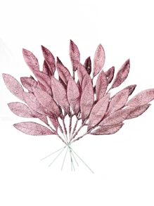 1 件/3 件/6 件/12 件人造闪光植物带叶，可爱的人造花圣诞树装饰饰品，适用于客厅和卧室花瓶插花、婚礼、派对、家居装饰、书桌填充感恩节圣诞节用品、家居装饰、餐桌装饰、圣诞装饰圣诞装饰房间装饰 - 粉色 - 查看 9