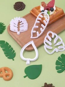 4pcs Tropical Leaf Shaped Baking Molds, Realistic Simulation Baking Tools Kitchen Cookware Set - White - View 5