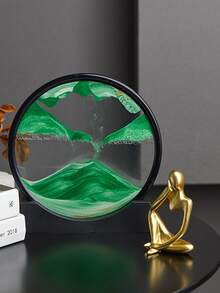 1件7英寸流动沙画液体动感，无需用电，创意生日、圣诞节、万圣节、复活节礼物，深海沙景流沙画，动态沙画图片，3D彩色流沙装饰流沙艺术盘，流沙画，圆形玻璃流沙相框瀑布，效果桌面艺术摆件，适合居家办公摆放， - 彩色 - 查看 14